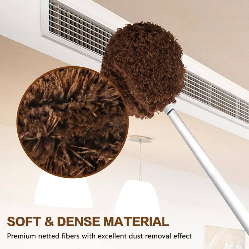 Heonay Ceiling Fan Cleaner Duster Reusable Microfiber Ceiling Fan Blade Cleaner Removable Duster with Extension Pole Adjusts 13 to 49.7 Inch for Cleaning Walls Bookshelves Furniture Door Window Top (Brown) - Image 5